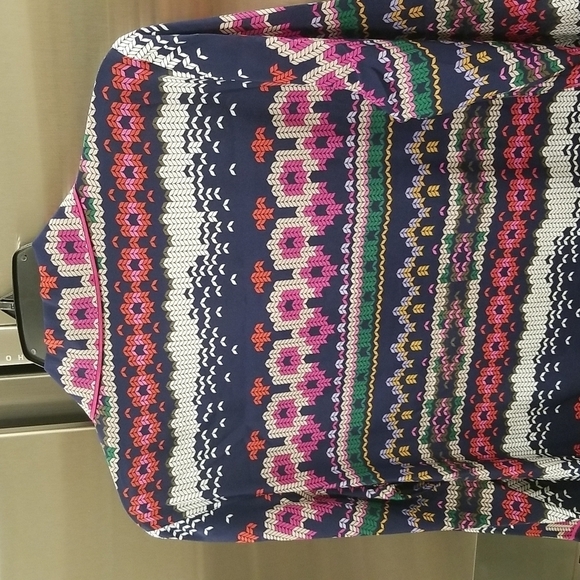 💕TRINA TURK💕 Ira 3 100% Silk Pajama Style Top ~ Fairisle Print Medium M NWT - Picture 12 of 16